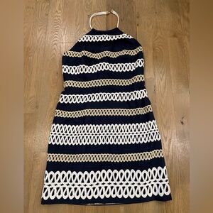 Lilly Pulitzer Navy, Gold and White Halter Sundress